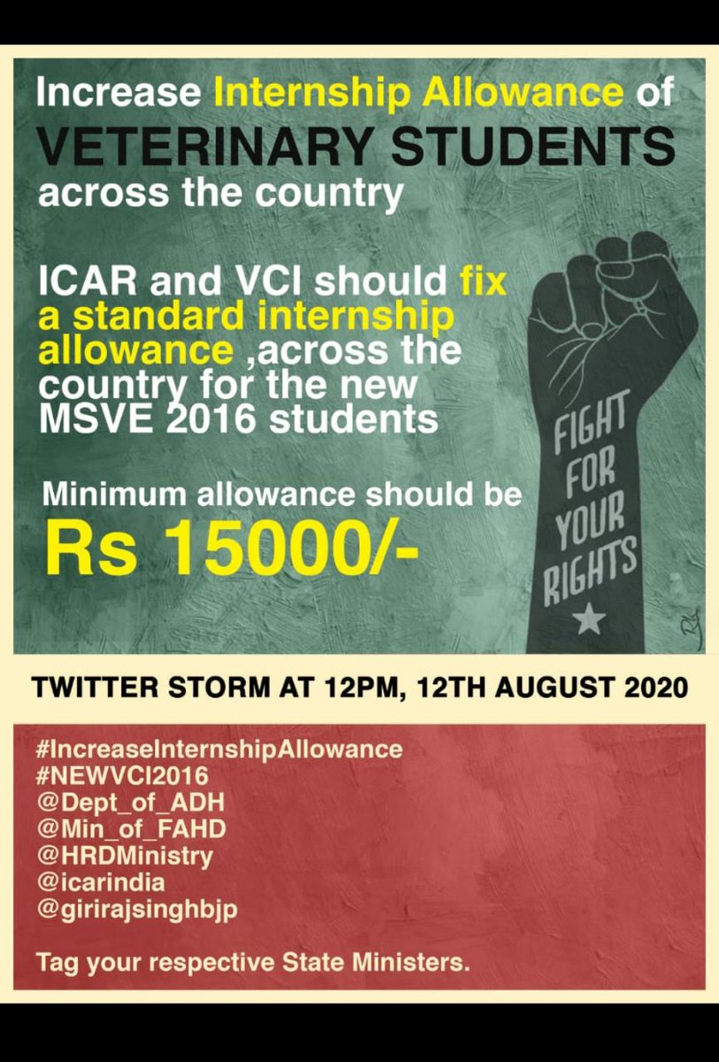 Abawihi3's tweet photo. #IncreaseInternshipAllowance
#NEWVCI2016 
@Dept_of_AHD 
@Min_of_FADH
@HRDMinistry 
@icarindia 
@girirajsinghbjp 
@timesofindia https://t.co/uTUD2KJ2dk