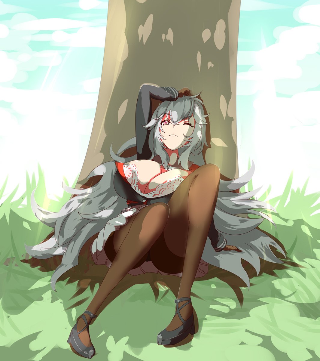 アズレン 木陰で寝てたグラーフ ツェッペリンさんです アズールレーン 酸性のイラスト アズレン 木陰で寝てたグラーフ ツェッペリンさんです アズールレーン 酸性のイラスト