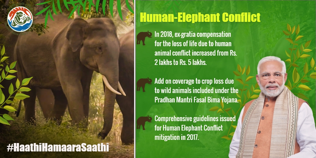 PrakashJavdekar's tweet photo. It is estimated that #HumanElephantConflict results in loss of lives in the ratio of 5:1 respectively every year. Besides crop insurance etc., the govt. is working on robust &amp; lasting solutions to minimize Human-Elephant Conflict.

#HaathiHamaaraSaathi
#WorldElephantDay2020 https://t.co/NYD9kR55Um