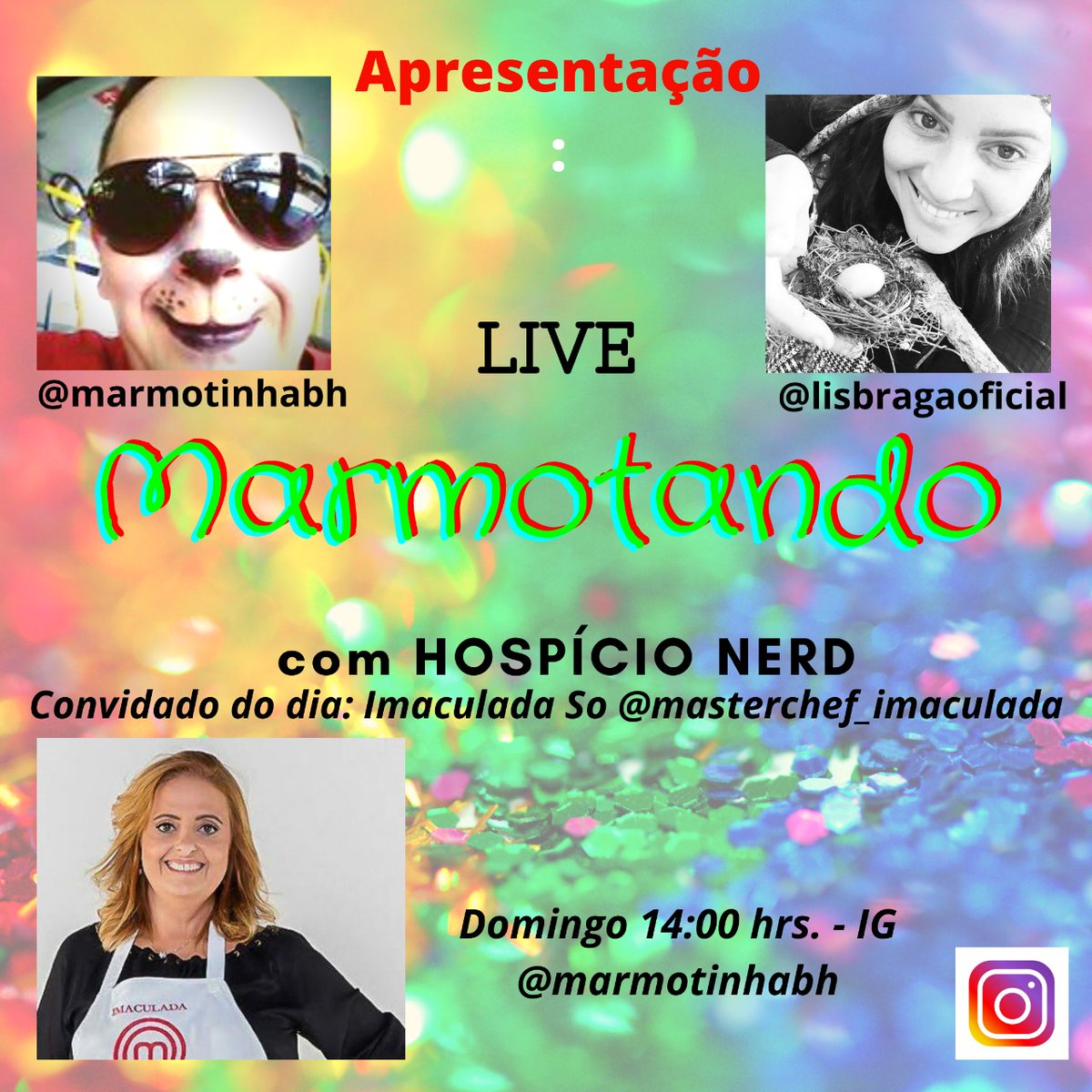 MaxxyBH's tweet photo. Não percam neste domingo a LIVE no IG TV @MarmotinhaBH as 14:00 hrs. com a participação de @MC06_Imaculada !ADOROOO #CHOCOBJS #MARMOTANDO https://t.co/B6ecCQ1HxB
