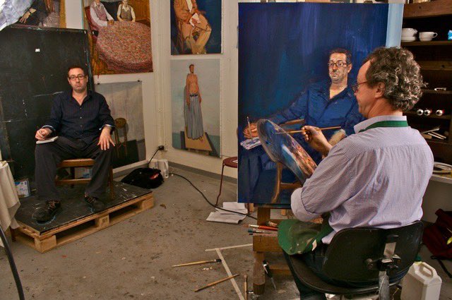 MickODeaArtist's tweet photo. Two #portraits in progress painted @cc_irlandais #Paris 2006 #ThomasKilroy #Playwright & #Novelist & the painter #NickMiller #oiloncanvas @Aosdana - Both portraits like the others from that time, painted exclusively from life. Happy memories. https://t.co/NCWxnj9KmR