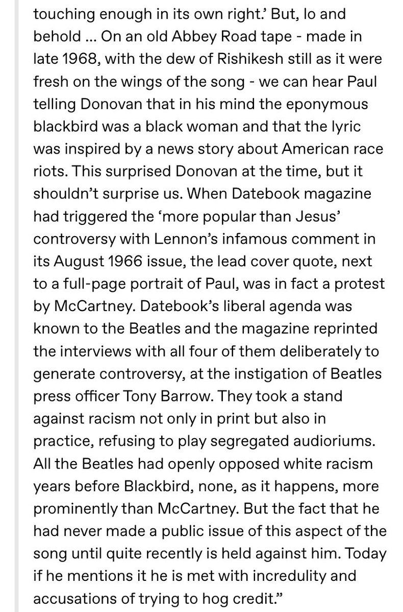 to the people who think paul makes this shit up for clout now when he was the most vocal against racism and did the most to help black (and female) acts get hired/played out of any of the beatles:🖕🏽
(quote from truant boy by martin shough)