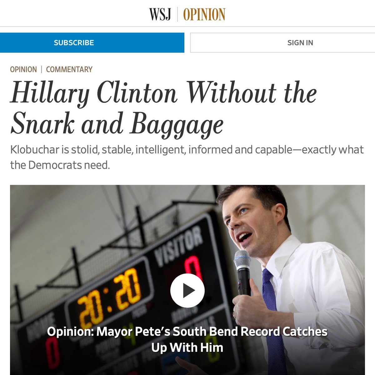 More on impossible choices women candidates face:Left: A less snarky version of Hillary, like Amy Klobuchar (represented by a video clip of Pete Buttigieg), would've won.Right: If Hillary had been more snarky, instead of toning herself down, she would've won. 28/