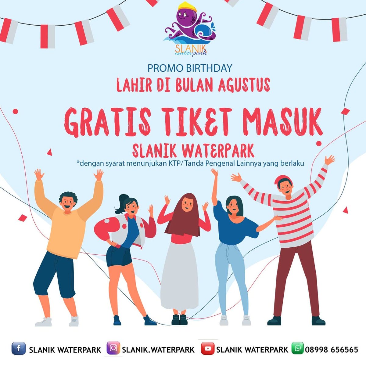 slanikwaterpark's tweet photo. Lahir bulan Agustus?? Gratis masuk slanik waterpark selama agustus! Sepuasnya dan bisa berkali-kali! Cus ke slanik waterpark!
#slanikwaterpark
#promoagustus
#promogratis
#promohutri
#WonderfulIndonesia https://t.co/74OJifKUG0