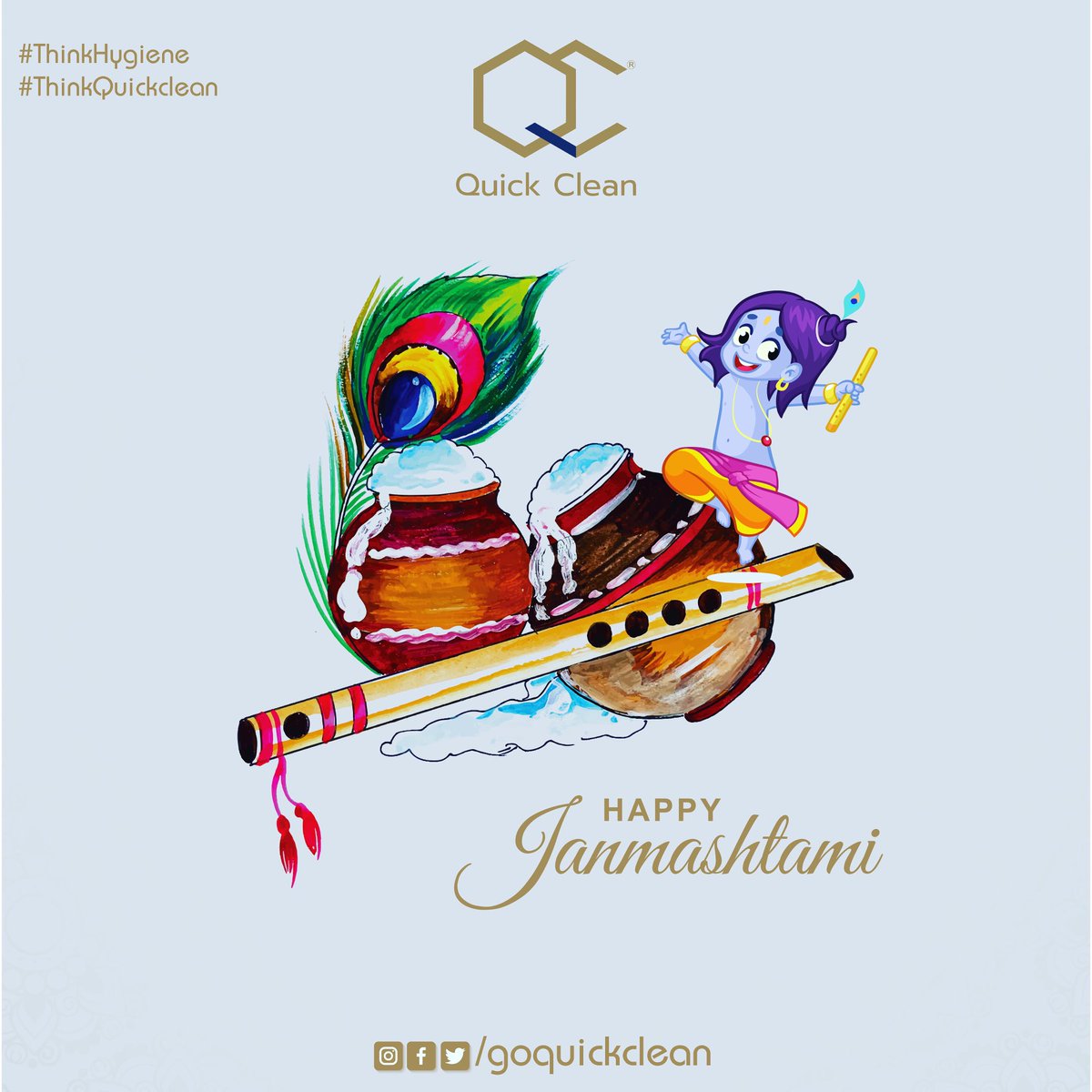 goquickclean's tweet photo. May Krishna’s blissful tunes fill your life with bliss and joy. Happy Janmashtami! 🙏 

#HappyJanmashtami 
#Janmashtami 
#ShriKrishnaJanmashtami 
#LordKrishna 
#StayHomeStaySafe #handsanitizer #handwash #goquickclean @goquickclean https://t.co/hLWHrGujrG
