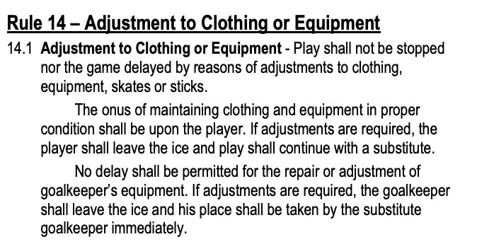 SinBinVegas's tweet photo. Play is not supposed to be stopped for the blade coming loose. The "onus" is on the VGK equipment guys. https://t.co/0TIIOUfvLY
