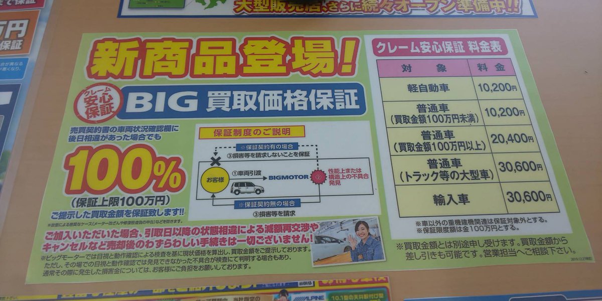 たか ビッグモーターとガリバーで一番びっくりしたのがコレよ 買取して渡したあとに何かあったら請求するよ 保証制度があるよってやつ ぶっちゃけ車以外の買取屋であとから欠陥見つけたら請求するとか聞いたこと無いわ