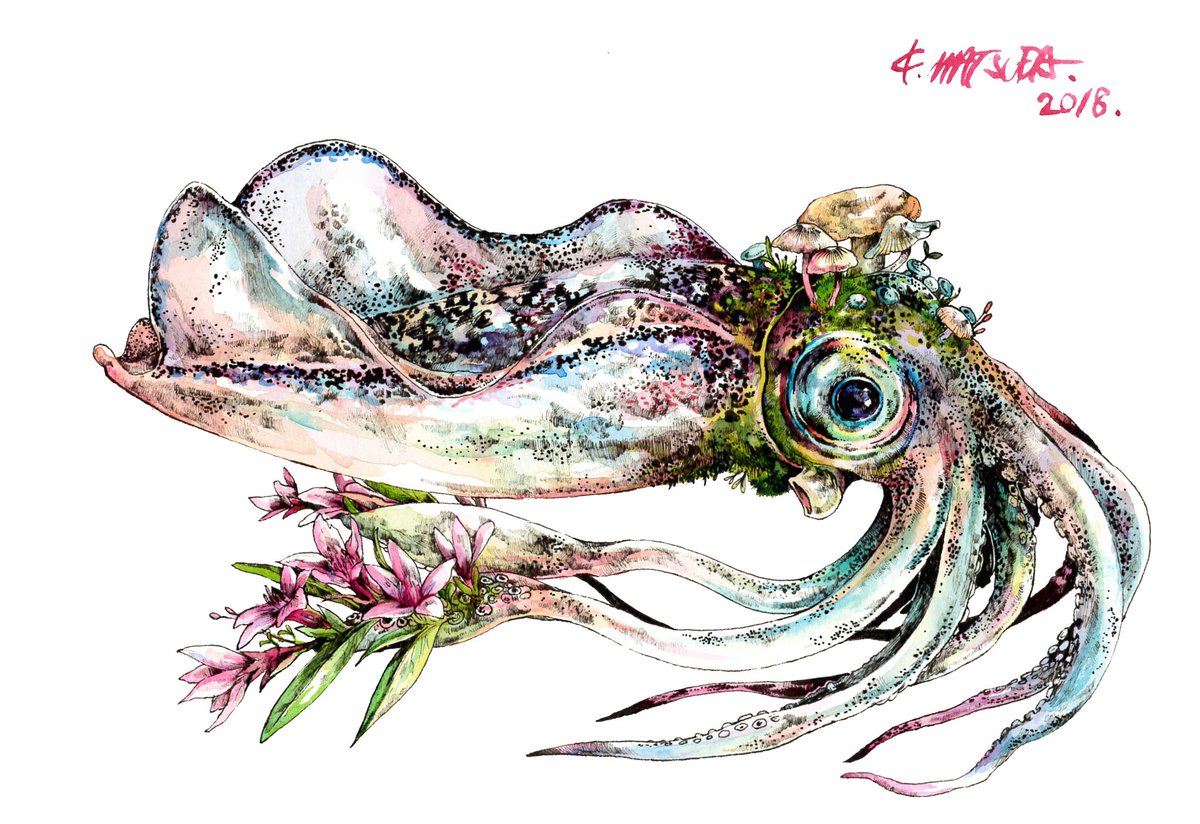 「#イカ描いてみた
よく見ると構図が一緒の人達 」|Keso Artのイラスト