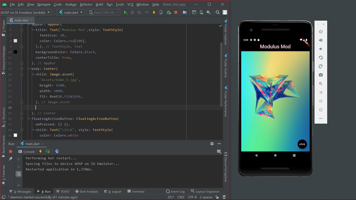 ModulusMod's tweet image. #100DaysOfCode
Day-50
Using first few #Flutter tutorials, I've build this, I know that this is null but this beginning.