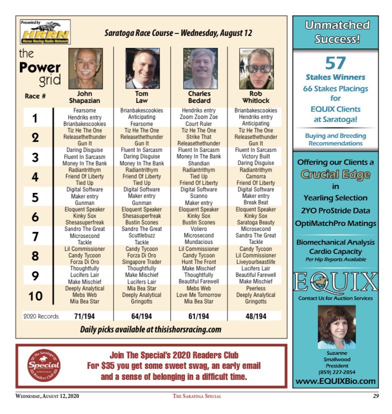 saratogaspecial's tweet photo. Issue #9 of The Saratoga Special, SP by @EclipseTBP is NOW available! Download for a full Travers Day recap, a very special Cup of Coffee Column ft. @jockeyfranco, the @FasigTiptonCo Stable Tour and more! 📲 https://t.co/GcxGEB2L3q https://t.co/fcwaSb6amB