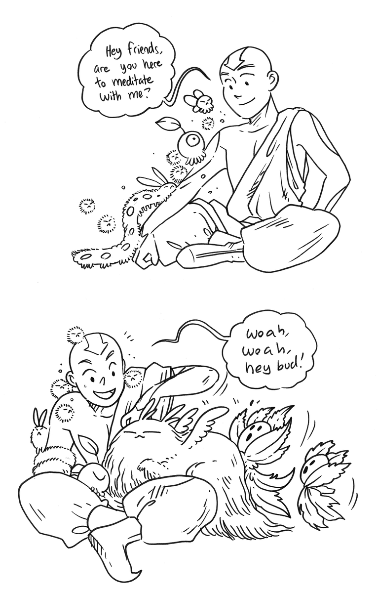 More Avatar stuff! Aang is a very good boy and being the bridge to the spirit world gets crowded sometimes.
#ATLA #AvatarTheLastAirbender #Aang 