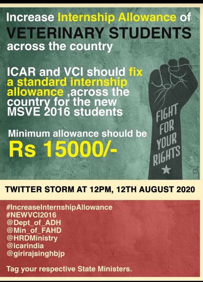 PratikW90960631's tweet photo. #IncreaseInternshipAllowance 
#NEWVCI2016 
#kyaHuaTeraWada 
@girirajsinghbjp 
@drsanjeevbalyan 
@icarindia 
@Dept_of_AHD 
@SunilKedar1111 
@DrMohanBhagwat 
@RRPSpeaks 
@AUThackeray 
@CMOMaharashtra 
@Chirantan200 
@bharanemamaNCP 
@HRDMinistry 
Plz look into the matter! https://t.co/W0tZO1JfVV