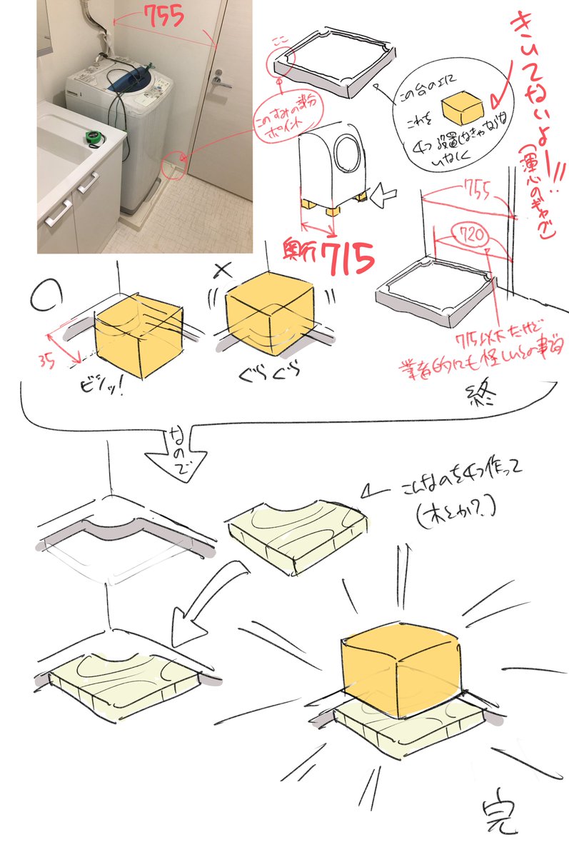 ドラム式洗濯機搬入出来なかった者の苦悩
これで設置できるか謎だけど(業者的には可能との事)何かの参考になればと…。私は諦めないぞ。 