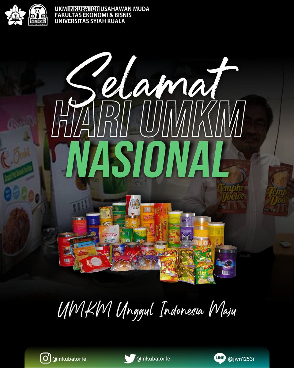 inkubatorfe's tweet photo. "Meretas Jalan UMKM Unggulan untuk Mewujudkan Kedaulatan Ekonomi Bangsa”.⁣
Mari meningkatkan kreativitas dan daya saing UMKM, membentuk UMKM unggulan dan mendukung terwujudnya kedaulatan ekonomi bangsa Indonesia. ⁣
#hariumkmnasional https://t.co/45hct5XEHL