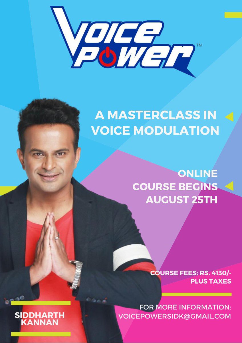 sidkannan's tweet image. Ready to join the voice revolution? My new online batches of #VoicePower: Masterclass in Voice Modulation begins August 25th, 2020! What r u waiting for? Click on the link &amp;amp; register now:

docs.google.com/forms/d/1ehdyT…

Or email us:
voicepowersidk@gmail.com!

Limited Seats!
#SidK