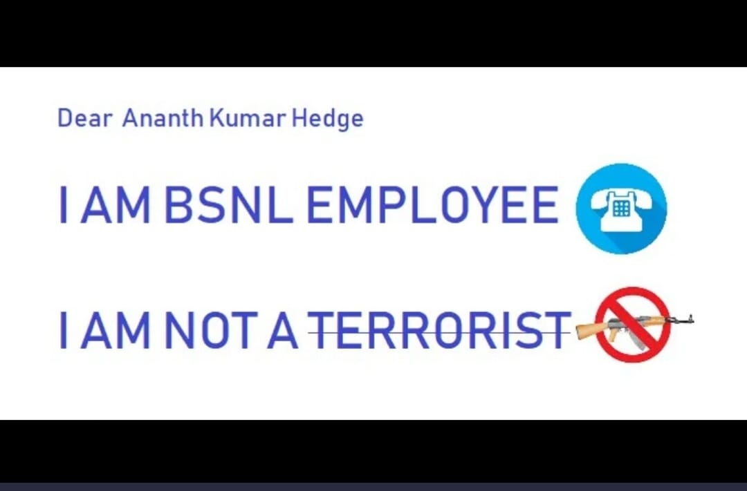 Naman_BKN's tweet photo. @PMOIndia Calling BSNL employees as traitors is insulting own countrymen who gave their best in nation's testing times. Need no character certificate from big mouths like #ananthegde.Undoing the  great work by Hon. PM for BSNL. 
#अनंत_हेगड़े_माफ़ी_मांगो
#BSNL_Pride_Of_India https://t.co/AXKe5IlGrl
