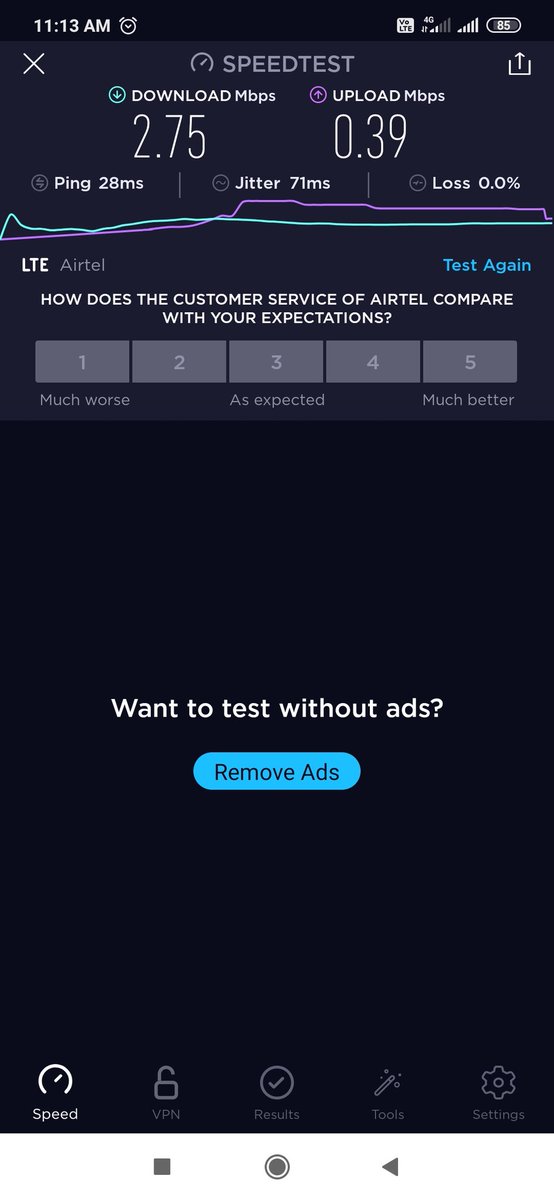SriRamuvel's tweet photo. Dear @Airtel_Presence @airtelindia Please refer the image, Indoor signal is very poor, 

Because of that Data speed is also very very slow. Only (2.75mbps)

Several times I messaged over DM, Please take some action immediately. https://t.co/nbI5ak1TK7