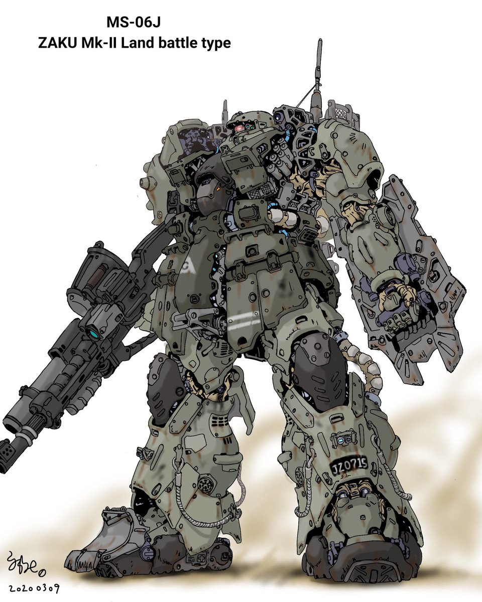 robot no humans mecha one-eyed weapon solo standing  illustration images