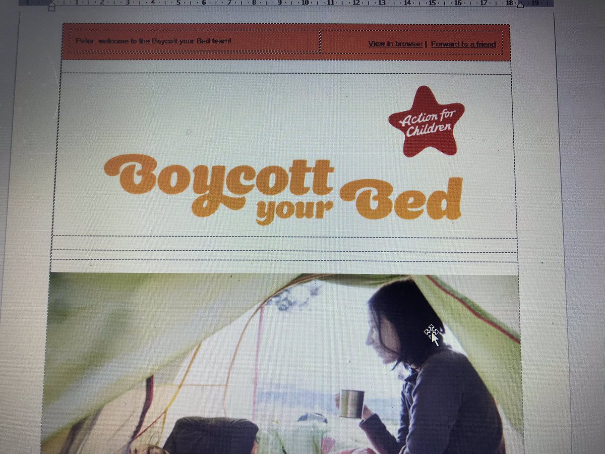 peterfoyt's tweet photo. Signed up for the @actnforchildren #boycottYourBed fundraiser 21st Aug with a night in the garden... great cause supporting vulnerable children and families across the UK. @turnertownsend #givingabitback @ https://t.co/4f1QhbVyBn
