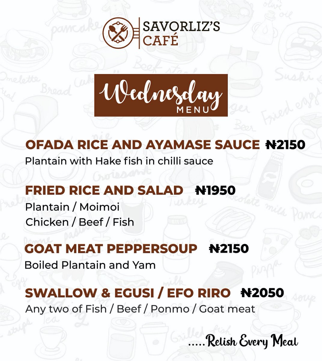 savorlizcafe's tweet photo. Hey pretty!
Hey handsome!
It's Wednesday, fall in love with yourself and shine just like you are supposed to😘.
#AbujaTwitterCommunity place your order for lunch or dinner via DM, call or WhatsApp 08093698600
#wednesdaymorning|#ShattaWaleOnBillboardAgain|Lagos|#Bitcoin0 https://t.co/qqdj5IQthu
