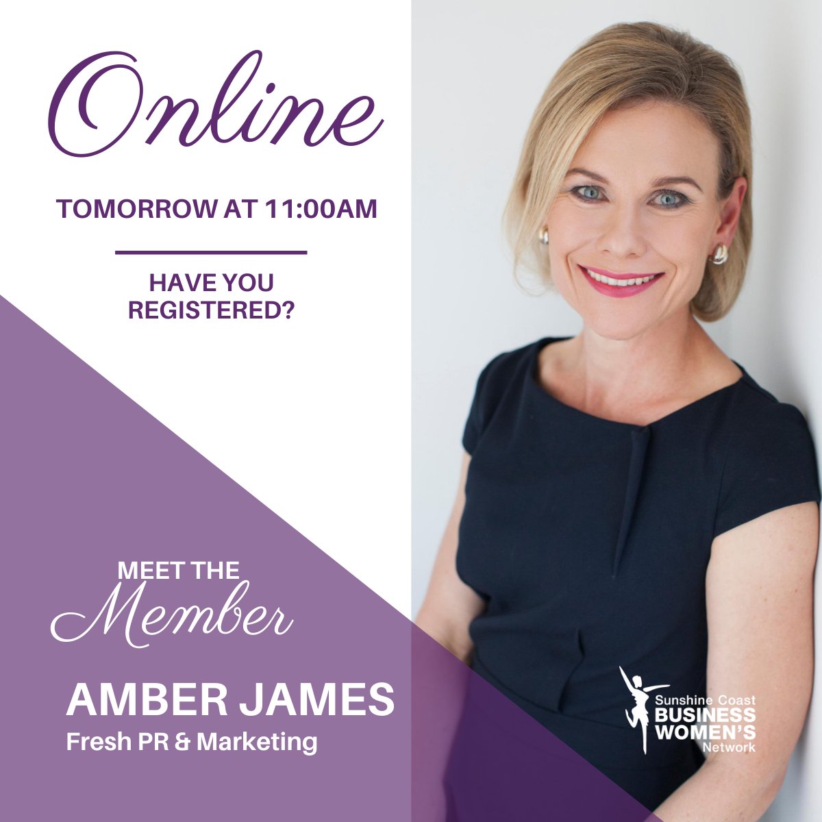 Join us online tomorrow at 11:00 am as our Membership Extraordinaire Natalie Tink hosts a captivating conversation with Amber James, Senior Communications and PR Consultant at Fresh PR &amp; Marketing!

Last chance to register - scbwn.org.au/event-3933146 ⭐️

#SCBWN #SunshineCoast