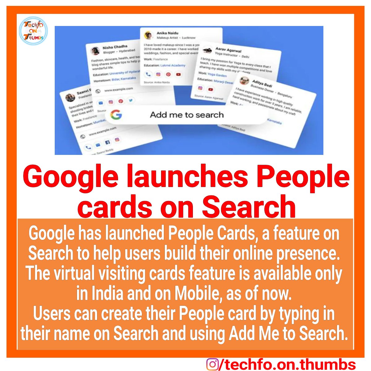 Techfoonthumbs's tweet photo. Google launches people cards on search

#google #googlesearch #peoplecard #peoplecards #techfo #techinfo #technews #tech #technology #techie #geek #geeks #geeky https://t.co/YnBndxMUfb