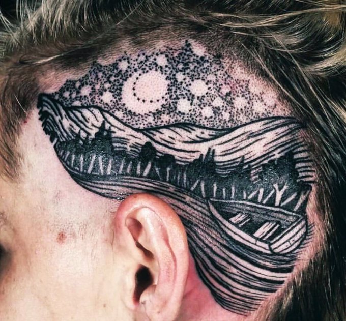 1 pic. Goodnight! Here’s a post dedicated to my head tattoos. Both of which used to be visible until