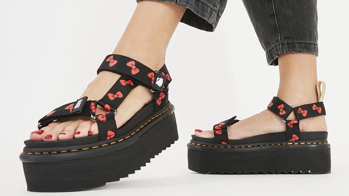vegan women's hello kitty platform sandals