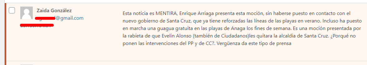 Trantf's tweet photo. La consejera insular @zaidasantacruz deja un comentario en https://t.co/04RnYTSh9E afirmando que el nuevo equipo de gobierno de Santa Cruz "incluso ha puesto en marcha una guagua gratuita en las playas de Anaga", algo que es totalmente falso. https://t.co/4zDkhay4V1