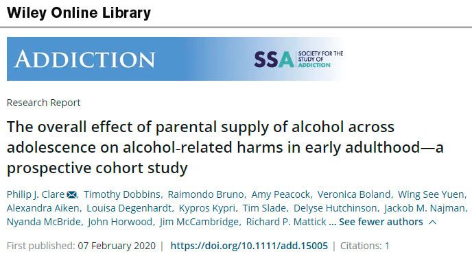 Nueva #DivulgaciónCientíficaLD: "El efecto general del suministro parental de #alcohol en la adolescencia sobre los daños relacionados con el alcohol en la edad adulta temprana – un estudio de cohorte prospectivo" buff.ly/3kzREgZ

#lasDrogas