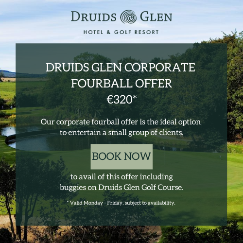 druidsglen's tweet photo. Our corporate fourball offer is the ideal option to entertain a small group of clients.
Email gretta.doyle@druidsglenresort.com or call 01-2870812 to avail of this offer today.
#fourball #corporategolf #DruidsGlen #golfwicklow #wicklowgolf https://t.co/80ADynuzgE