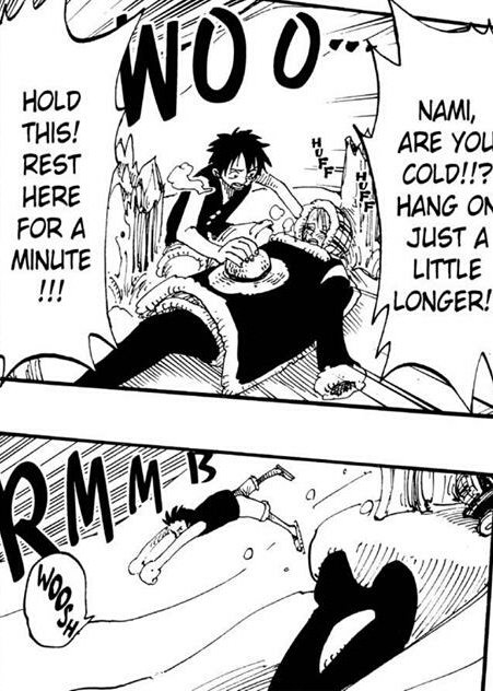 Luffy gives his hat to Nami 