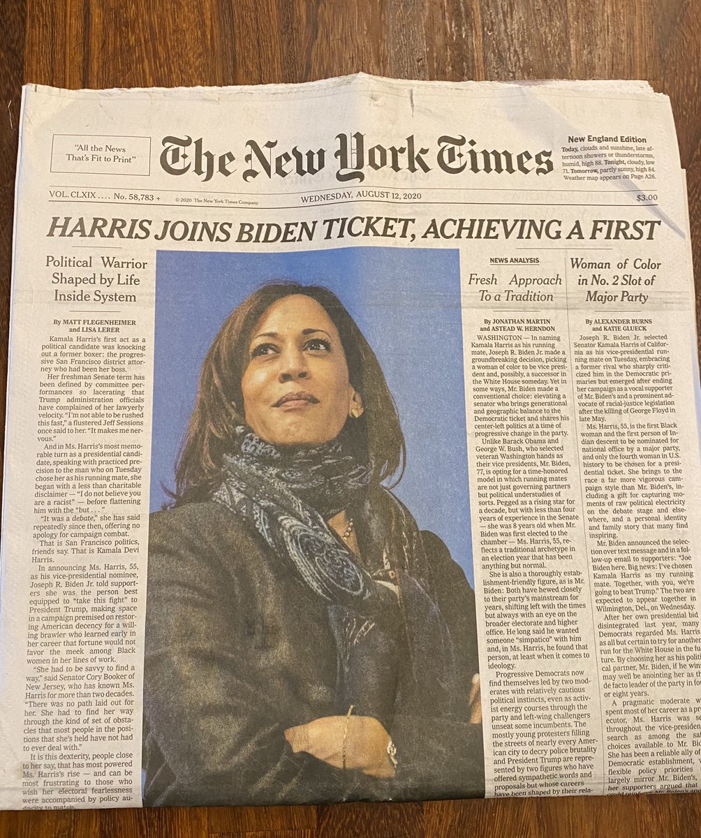 tomtommv's tweet photo. Finally some good news above the fold!  Hope @JoeBiden and @KamalaHarris seal the deal with the American people. #BidenHarris2020 #therealdeal #compassion #competence #leadership https://t.co/41wuVmTCBC