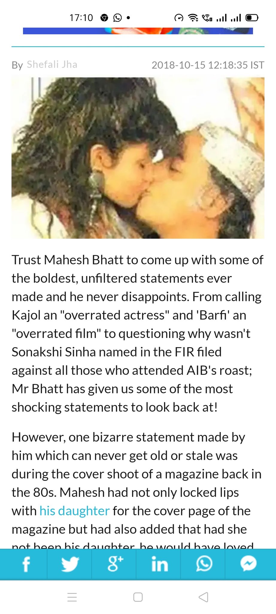 Pooja Bhatt And Mahesh Bhatt Kissing