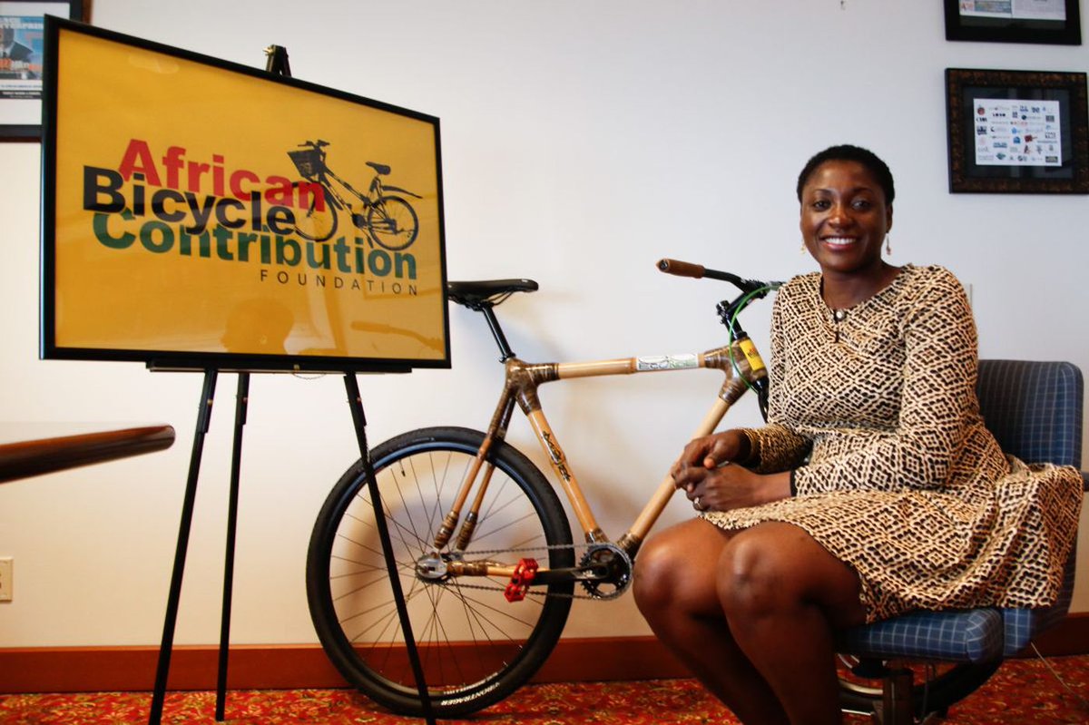 News_In__Brief's tweet photo. Meet Bernice Dapaah, the Ghanaian woman building bikes from bamboo.
Her company, the Ghana Bamboo Bikes Initiative, is a social enterprise that employs most women to build bicycles from bamboo.
For every bamboo plant that falls to make a bike, the company plants 10 more. #copied https://t.co/4JDUoARdX9
