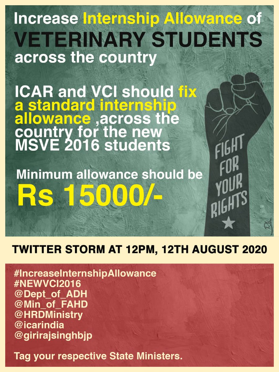 RajshreeBapurao's tweet photo. #IncreaseInternshipAllowance 
#kyaHuaTeraWada 
#NEWVCI2016 
@icarindia
@timesofindia 
It's ur right plz take a look into the matter https://t.co/hbSwh4UtvF
