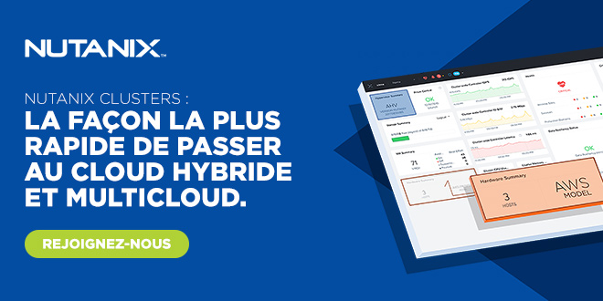 Nous annonçons aujourd'hui la disponibilité globale de Nutanix Clusters sur Amazon Web Services. Clusters fournit la 1ère plateforme hybride et muticloud intégrant nativement la mise en réseau entre clouds privés et publics. Vous voulez en savoir plus ? bit.ly/3acPX4x