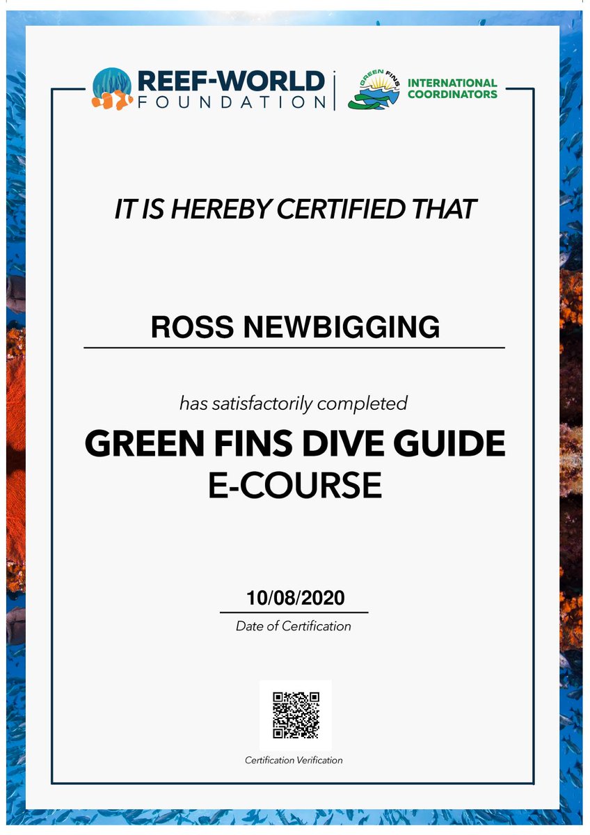 During lock down our staff continue to educate themselves. Ross has recently completed his #GreenFins #diveguide. In the coming weeks we hope to become the 1st #GreenFins dive centre in Mozambique - in association with #UNEnvironmentProgramme