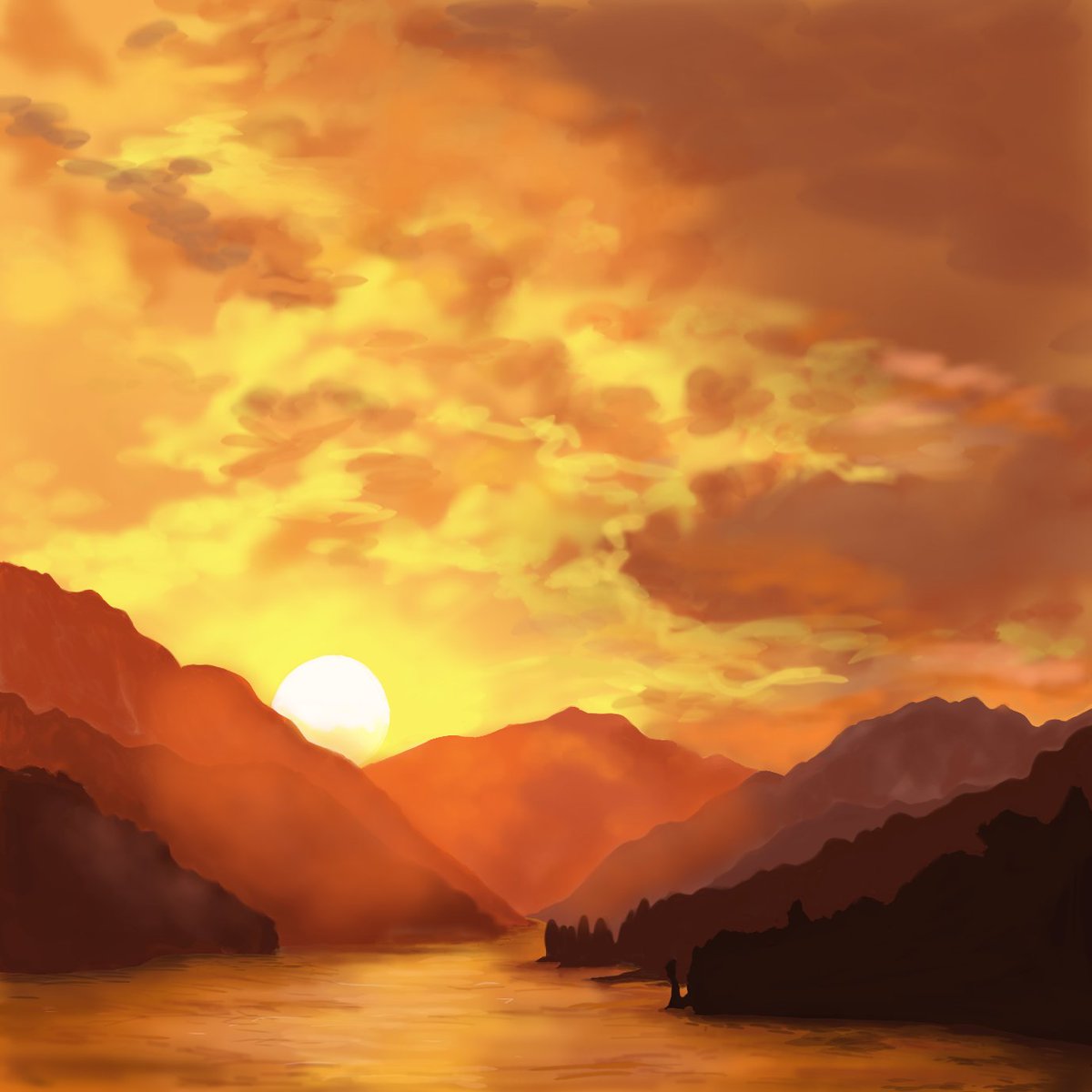 ギガマック 私が大好きな夏の夕焼け空とヒグラシの鳴き声の情景です 日没 夕焼け 夏 イラスト イラスト王国 イラスト好きな人と繋がりたい 絵描き屋 デジタルイラスト