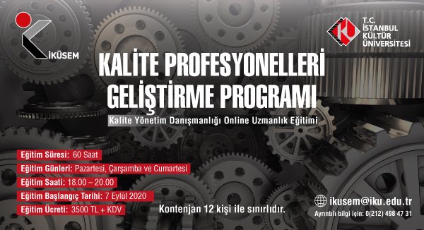 İKÜSEM eğitimlerini online olarak gerçekleştirmeye devam ediyor.

Kalite Profesyonelleri Geliştirme Programı Online Eğitimi için detaylı bilgi;
ikusem@iku.edu.tr