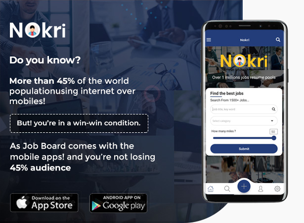 OpportunitiesWP's tweet photo. Do you know more than 45% of the world population using the internet over mobiles! but you are in win-win condition. As Nokri Job board comes with the mobile App.
#Best #JobPortal #JobBoard #Nokri #WordpressTheme
Purchase it from Themeforest⏬
https://t.co/UtFsQP8dyx https://t.co/yXOt7S0PTZ