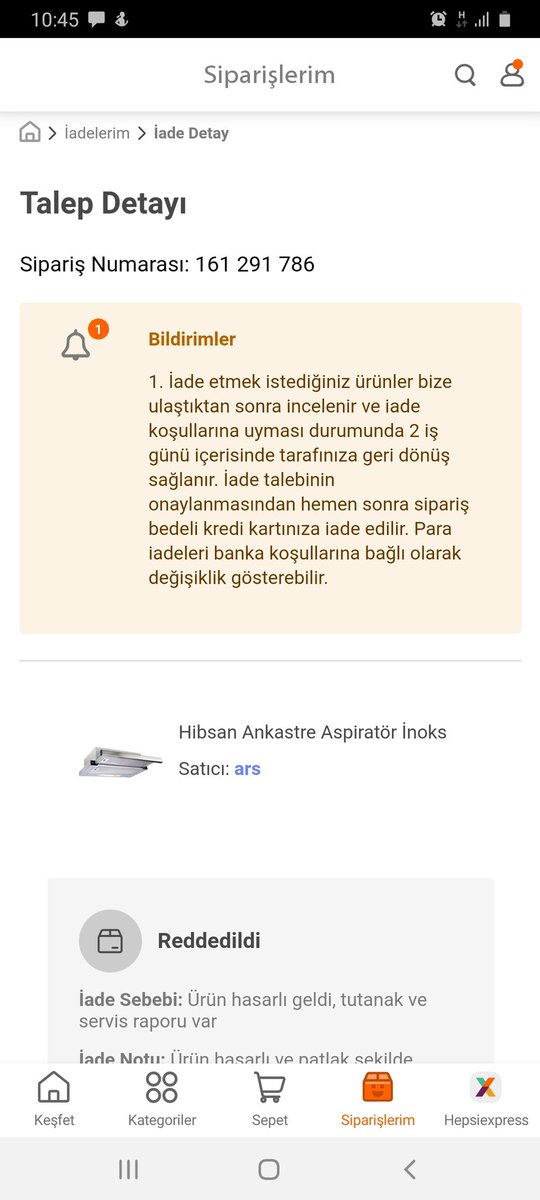 tolgatuncakan's tweet photo. @hepsiburada 2 kere iade ettim. Reddedilmiş. bunu lütfen düzeltin. Dönüş bekliyorum. https://t.co/wdbDqqK1X0