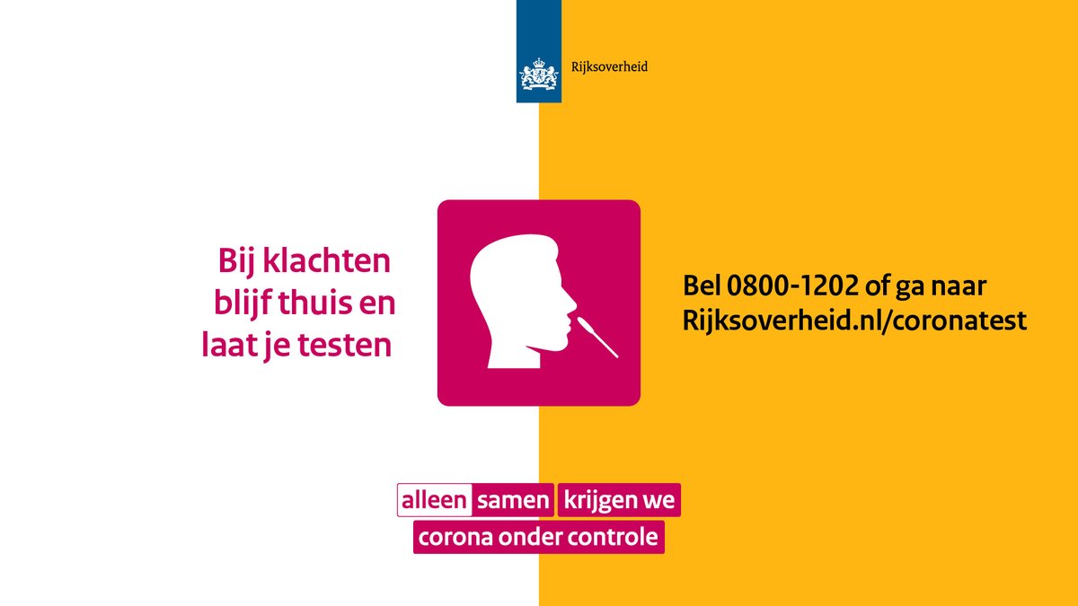 Vanaf nu kan iedereen met (milde) klachten die passen bij het coronavirus, online een testafspraak maken en de uitslag van de coronatest bekijken via rijksoverheid.nl/coronatest. Daarnaast blijft het telefoonnummer 0800-1202 zeven dagen per week van 8.00 tot 20.00 uur bereikbaar.