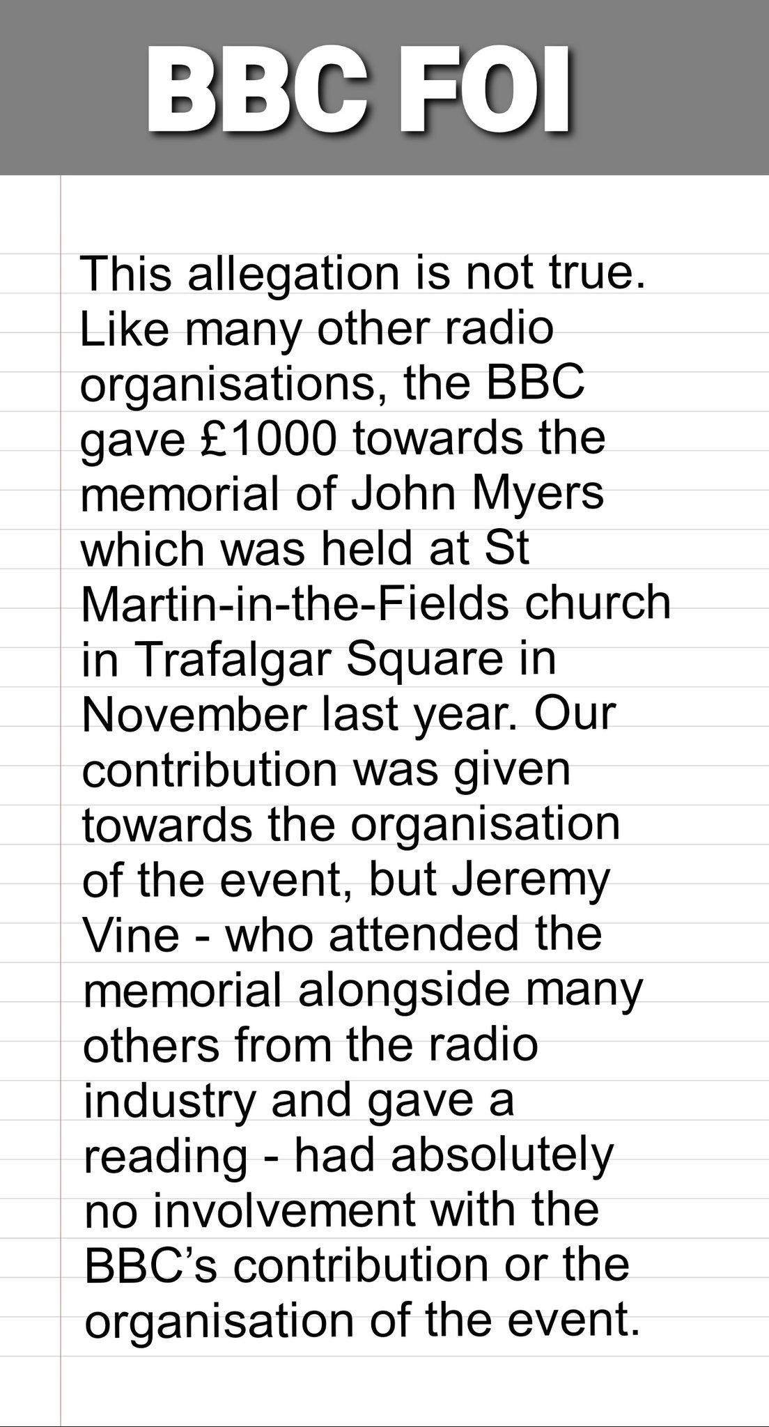 jeremy vine on twitter mwilliamsthomas wood4now this is the bbc response to his foi request which he has the wording is very clear thank you mark i can t say any more about this