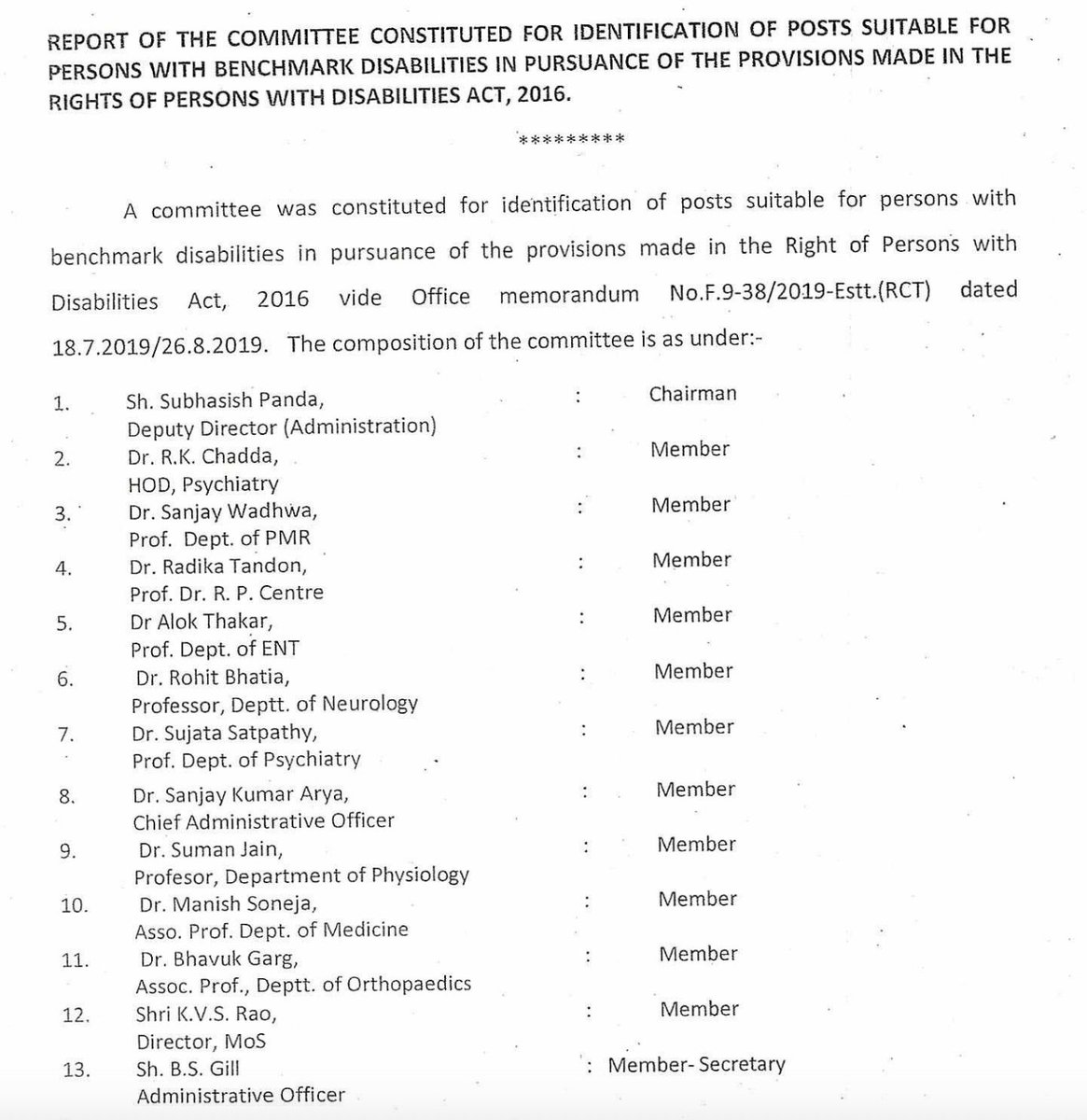 drsitu's tweet photo. Thread: People w/ Psychosocial Disabilities CAN work
📌Dr RK Chadda (HOD, Psychiatry, AIIMS Delhi) & his colleagues at have identified lists of posts suitable for people with mental illness #PwMI in Group A,B,C employment at all 15 AIIMS in India. See the biases & prejudices 1/n https://t.co/kKqn8Bby4I