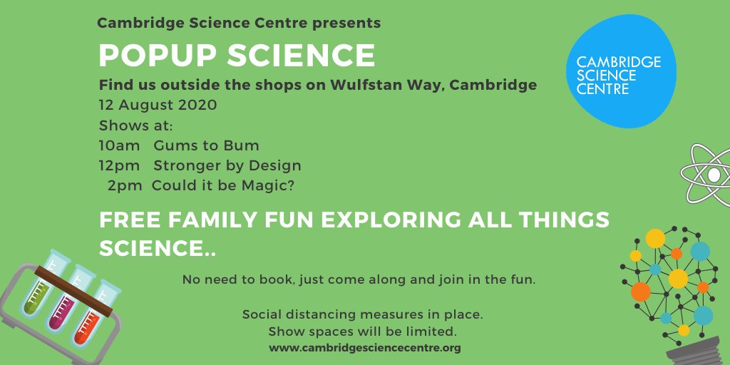 camsciencecntr's tweet photo. Today you will find POPUP Science outside the parade of shops on Wulfstan Way in #Cambridge. Come along and join in the fun! #STEM #kidsdayout #thingstodoinCambridge https://t.co/WknpXjjmKQ