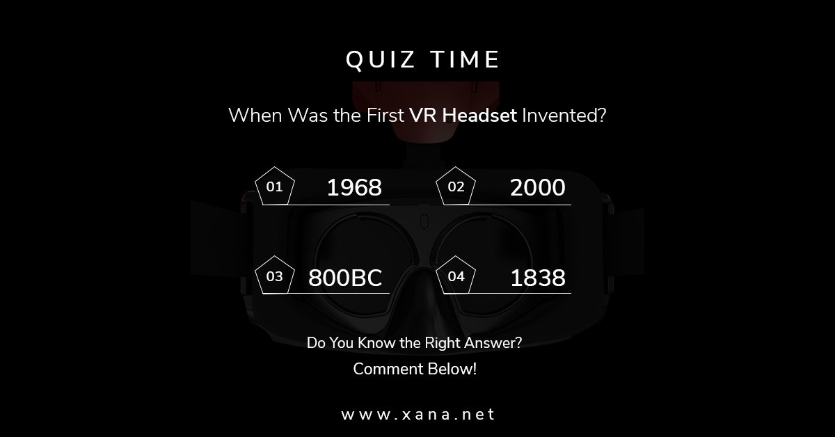 #QuizTime! When was the first #VR headset🎧 invented? Do you know the right answer? Comment Below!👇🏻 #ARVR #augmentedreality #technology #social #experience #AI #socialvirtualreality #avatarcreation #vrplatforms #socialvr #IQ #contest #puzzle #QuestionAnswer #riddle #XANA