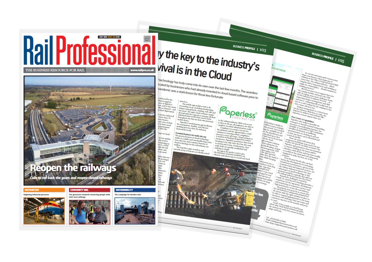 Paperless_app's tweet photo. Cloud-based technology has truly come into its own over the last few months. Read our  latest article in the @RailProMag to learn more 👉 https://t.co/dC4UWc0xNz

#PaperlessApp #PaperlessSite #constructionuk #hse #constructionsafety #Rail https://t.co/mGomVguejb