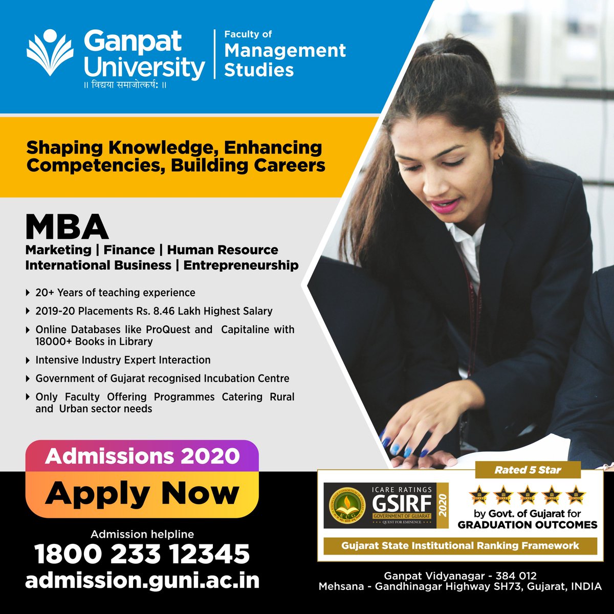 VMPatelInstitu1's tweet photo. Start your professional journey with the MBA program at Ganpat University- V.M. Patel Institute of Management.
For more details, please contact 94278 16601
or 99250 10575 or visit https://t.co/r0gLuiE9F1
#MBA #VMPIM #Admissions #BSchools #Managment #Education #Highereducation https://t.co/ApCqmUZNuL