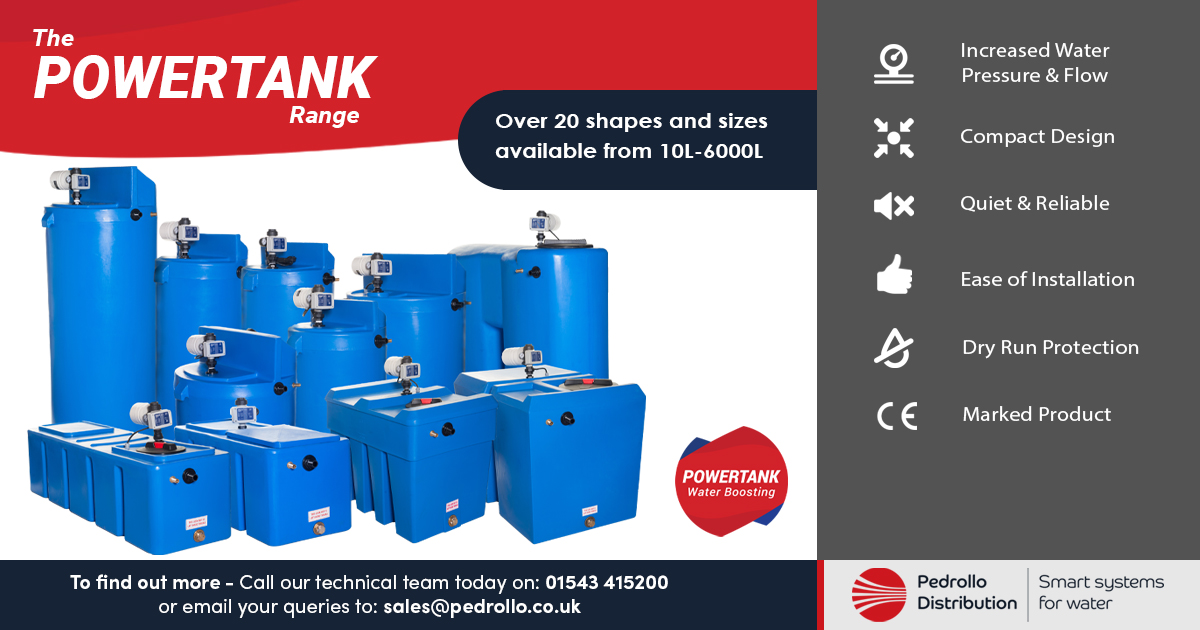 PedrolloUK's tweet photo. Our Powertank range is ever evolving and allows us to make sure you have the right amount of water stored for your usage, the power to perform and in a shape that will fit.
#PowertankRange #BoostWater #waterboosting #waterpressureproblems #waterpressure #increasewaterpressure https://t.co/y3BMzjAWc9